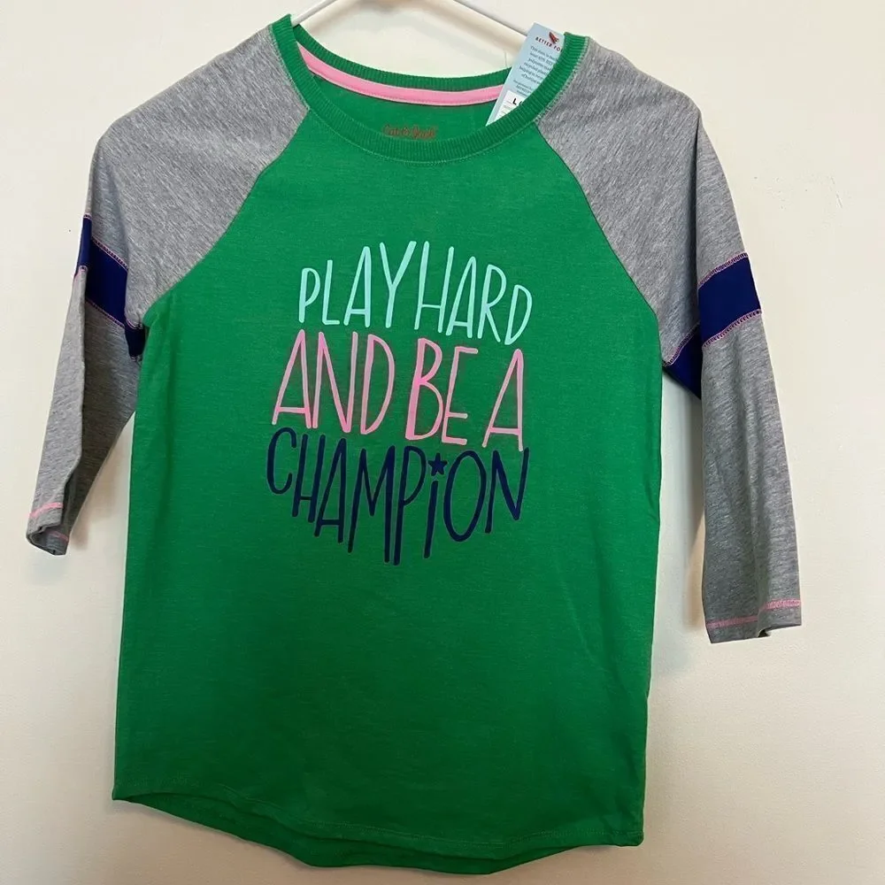 Green and Gray Kids Raglan Shirt